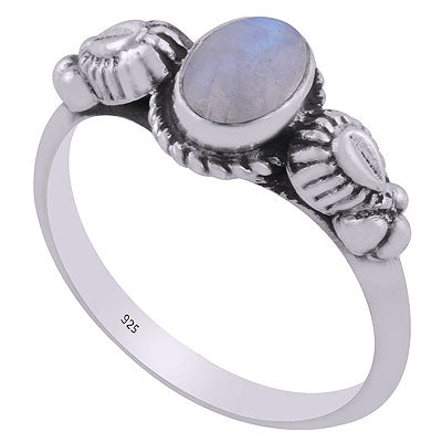 Beautifully Handcrafted Twisted Wire Around Rainbow Moonstone Oval Shape 925 Sterling Solid Silver Ring - R3403076-4