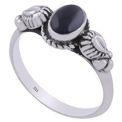 Beautifully Handcrafted Twisted Wire Around Black Onyx Oval Shape 925 Sterling Solid Silver Ring - R3403076-7