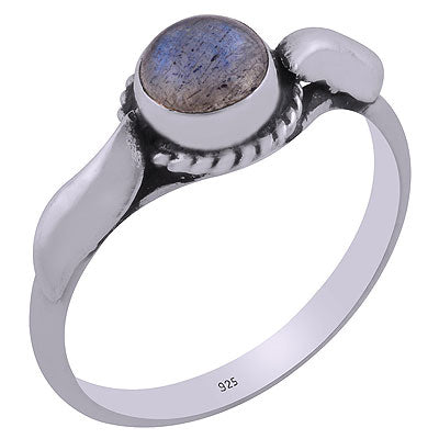 Beautifully Shaped Handcrafted Work Around Labradorite Round Shape 925 Sterling Solid Silver Ring - R3403077-4