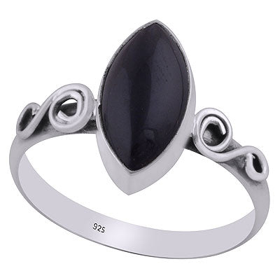 Alluring Coil Work Around Black Onyx Marquise Shape 925 Sterling Solid Silver Ring - R3403086-14