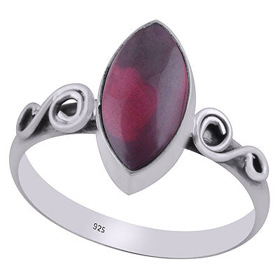 Alluring Coil Work Around Garnet Marquise Shape 925 Sterling Solid Silver Ring - R3403086-2
