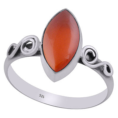 Alluring Coil Work Around Carnelian Marquise Shape 925 Sterling Solid Silver Ring - R3403086-7