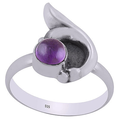 Alluring Designed Oxidised Work Around Amethyst Round Shape 925 Sterling Solid Silver Ring - R3403089-1