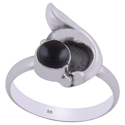 Alluring Designed Oxidised Work Around Black Onyx Round Shape 925 Sterling Solid Silver Ring - R3403089-17