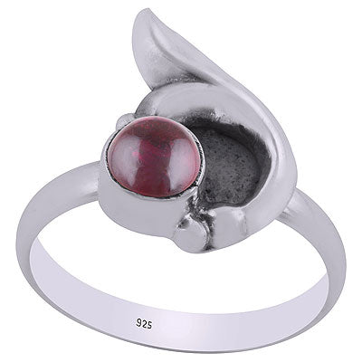 Alluring Designed Oxidised Work Around Garnet Round Shape 925 Sterling Solid Silver Ring - R3403089-2