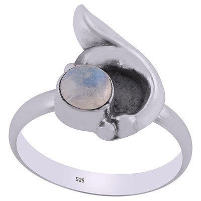 Alluring Designed Oxidised Work Around Rainbow Moonstone Round Shape 925 Sterling Solid Silver Ring - R3403089-4