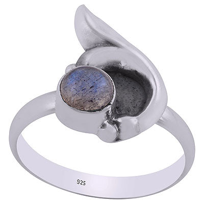 Alluring Designed Oxidised Work Around Labradorite Round Shape 925 Sterling Solid Silver Ring - R3403089-5