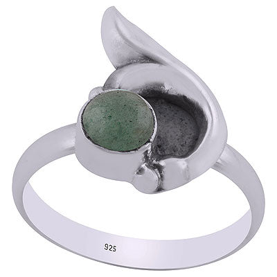 Alluring Designed Oxidised Work Around Green Aventurine Round Shape 925 Sterling Solid Silver Ring - R3403089-9