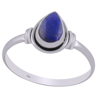 Minimal Wire Work Around Lapis Pear Shape 925 Sterling Solid Silver Ring - R3403096-26