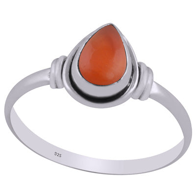 Minimal Wire Work Around Carnelian Pear Shape 925 Sterling Solid Silver Ring - R3403096-27