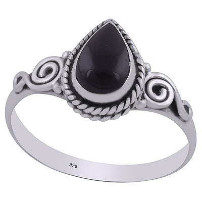 Stunning Wire Coil Work Around Black Onyx Round Shape 925 Sterling Solid Silver Ring - R3403098-32