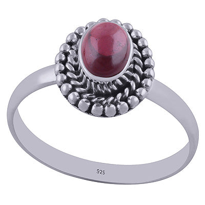 Stunning Rawa & Twisted Wire Work Around Garnet Oval Shape 925 Sterling Solid Silver Ring - R3403100-2