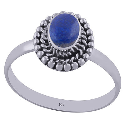 Stunning Rawa & Twisted Wire Work Around Lapis Oval Shape 925 Sterling Solid Silver Ring - R3403100-6
