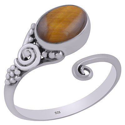 Stunning Prong Setting Around Tiger's Eye Oval Shape 925 Sterling Solid Silver Ring - R3403109-10