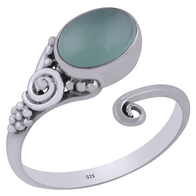 Stunning Prong Setting Around Aqua Chalcedony Oval Shape 925 Sterling Solid Silver Ring - R3403109-17