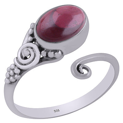 Stunning Prong Setting Around Garnet Oval Shape 925 Sterling Solid Silver Ring - R3403109-2