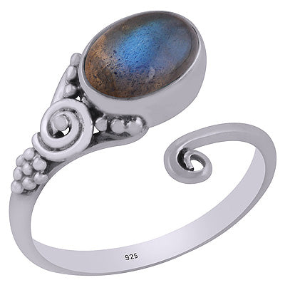 Stunning Prong Setting Around Labradorite Oval Shape 925 Sterling Solid Silver Ring - R3403109-5