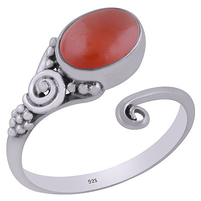 Stunning Prong Setting Around Carnelian Oval Shape 925 Sterling Solid Silver Ring - R3403109-6