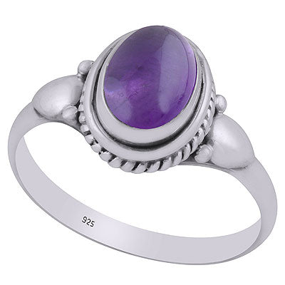 Alluring Twisted Wire Work Around Amethyst Oval Shape 925 Sterling Solid Silver Ring - R3403110-1
