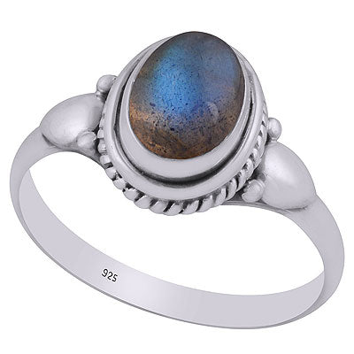 Alluring Twisted Wire Work Around Labradorite Oval Shape 925 Sterling Solid Silver Ring - R3403110-5