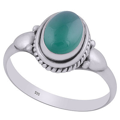 Alluring Twisted Wire Work Around Green Onyx Oval Shape 925 Sterling Solid Silver Ring - R3403110-6