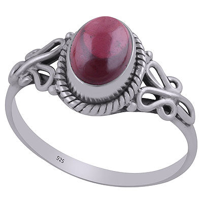 Beautiful Handcrafted Wire Work Around Garnet Oval Shape 925 Sterling Solid Silver Ring - R3403116-2