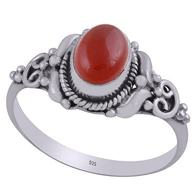 Gorgeous Handcrafted Rawa And Wire Work Around Carnelian Oval Shape 925 Sterling Solid Silver Ring - R3403117-6