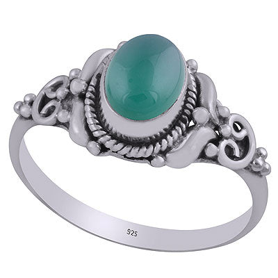 Gorgeous Handcrafted Rawa And Wire Work Around Green Onyx Oval Shape 925 Sterling Solid Silver Ring - R3403117-7