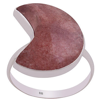 Alluring Crescent Gemstone Cherry Quartz Moon Shape 925 Sterling Solid Silver Ring - R3403119-17