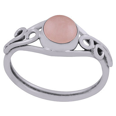 Stunning Handcrafted Wire Work Around Rose Quartz Round Shape 925 Sterling Solid Silver Ring - R3403126-13