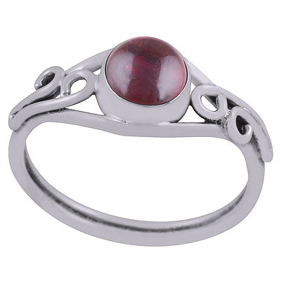 Stunning Handcrafted Wire Work Around Garnet Round Shape 925 Sterling Solid Silver Ring - R3403126-2