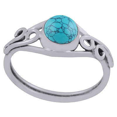 Stunning Handcrafted Wire Work Around Turquoise Round Shape 925 Sterling Solid Silver Ring - R3403126-3