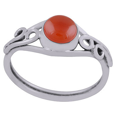 Stunning Handcrafted Wire Work Around Carnelian Round Shape 925 Sterling Solid Silver Ring - R3403126-7