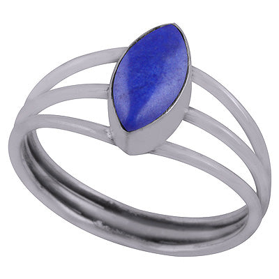 Alluring Three Shank Around Lapis Marquise Shape 925 Sterling Solid Silver Ring - R3403127-15