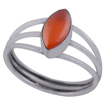 Alluring Three Shank Around Carnelian Marquise Shape 925 Sterling Solid Silver Ring - R3403127-6