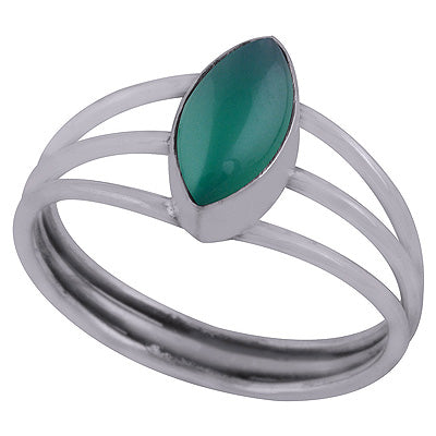 Alluring Three Shank Around Green Onyx Marquise Shape 925 Sterling Solid Silver Ring - R3403127-7