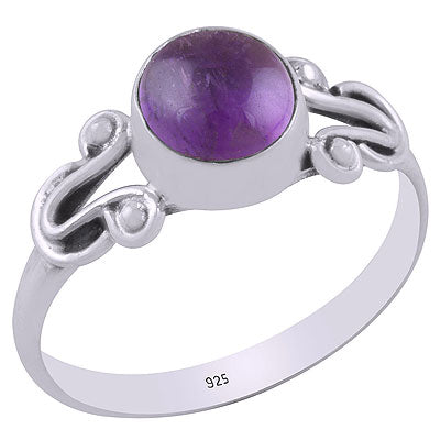 Beautiful Handcrafted Wire Work Around Amethyst Round Shape 925 Sterling Solid Silver Ring - R3403128-1
