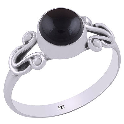 Beautiful Handcrafted Wire Work Around Black Onyx Round Shape 925 Sterling Silver Ring - R3403128-11