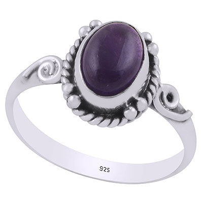Beautiful Coil Wire Work Around Amethyst Oval Shape 925 Sterling Solid Silver Ring - R3403131-21