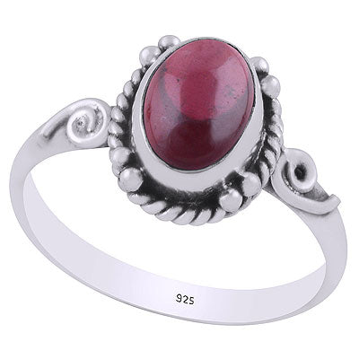 Beautiful Coil Wire Work Around Garnet Oval Shape 925 Sterling Solid Silver Ring - R3403131-22