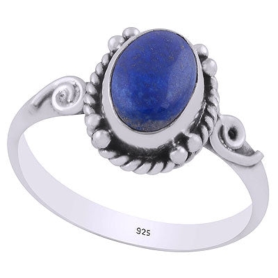 Beautiful Coil Wire Work Around Lapis Oval Shape 925 Sterling Solid Silver Ring - R3403131-26