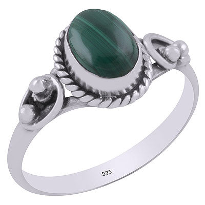 Gorgeous Handcrafted Rawa And Wire Work Around Malachite Oval Shape 925 Sterling Solid Silver Ring - R3403132-9