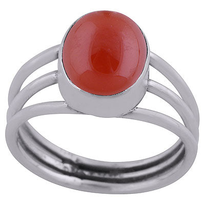 Gorgeous Three Shank Around Carnelian Oval Shape 925 Sterling Solid Silver Ring - R3403133-7