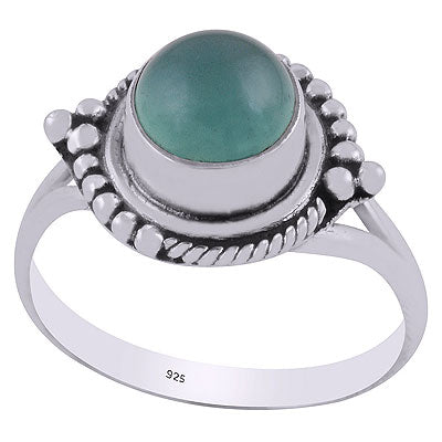 Stunning Twisted Wire & Rawa Work Around Aqua Chalcedony Round Shape 925 Sterling Solid Silver Ring - R3403135-10