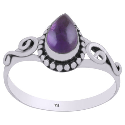 Stunning Wire Coil,Rawa Work Around Amethyst Pear Shape 925 Sterling Solid Silver Ring - R3403142-1