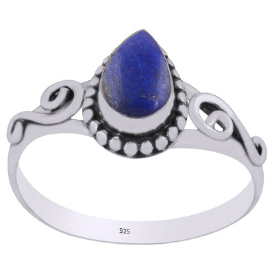 Stunning Wire Coil,Rawa Work Around Lapis Pear Shape 925 Sterling Solid Silver Ring - R3403142-12