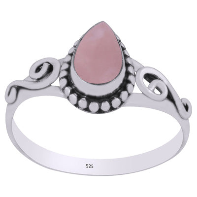 Stunning Wire Coil,Rawa Work Around Rose Quartz Pear Shape 925 Sterling Solid Silver Ring - R3403142-9
