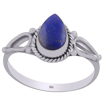 Alluring Rawa Work , Twisted Wire Work Around Lapis Pear Shape 925 Sterling Solid Silver Rings - R3403144-26