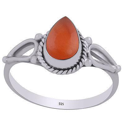 Alluring Rawa Work , Twisted Wire Work Around Carnelian Pear Shape 925 Sterling Solid Silver Rings - R3403144-27