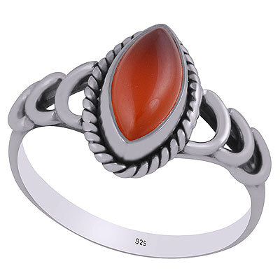 Gorgeous Pattern Twisted Wire Work Around Carnelian Marquise Shape 925 Sterling Solid Silver Ring - R3403145-6